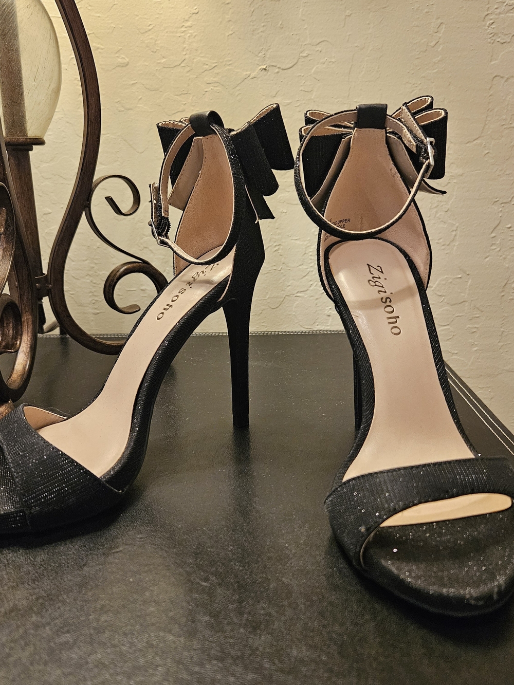 NEW Zigi Soho Black Ankle-Strap Bow Stiletto Heels, Size 5 (Item #86)